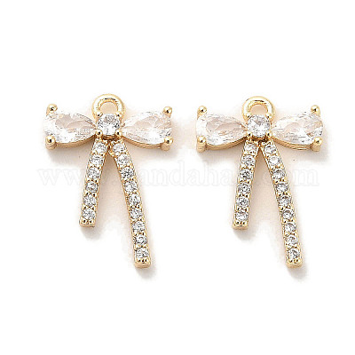 Латунные микропаве прозрачные подвески с фианитом KK-C054-23G-1