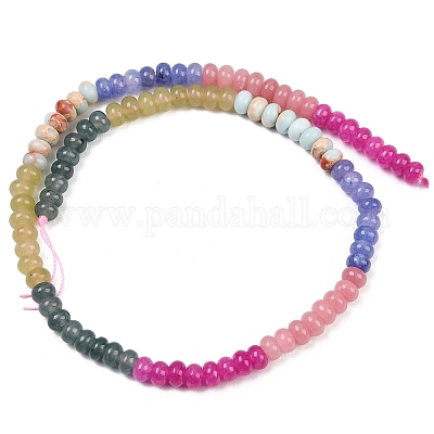 Нити из бусин из натурального окрашенного белого нефрита и синтетического камня шоушань&nbsp;G-Z135-C09-1