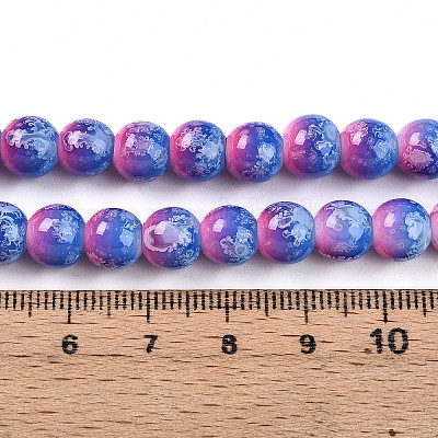 Выпечка окрашенные стеклянные бусины пряди X-DGLA-N008-8mm-02-1