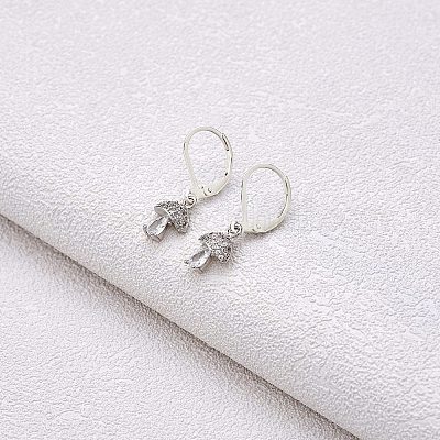 Прозрачные серьги с фианитами и грибами EJEW-SW00011-25-1