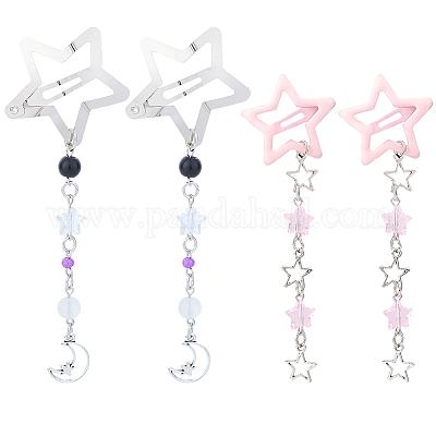 2 шт. 2 стиля заколки для волос в форме звезды из железа и пластика PHAR-CP0001-29-1