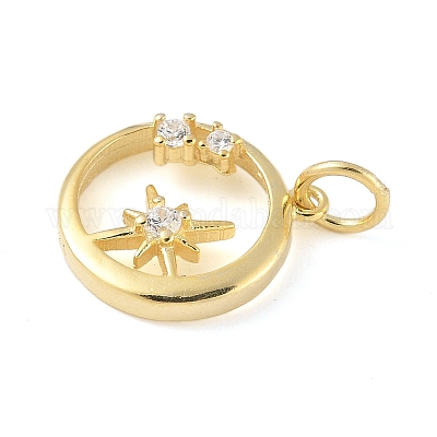 925 кольцо из стерлингового серебра с прозрачными кубическими цирконами и подвесками в виде звезд STER-R013-10G-1