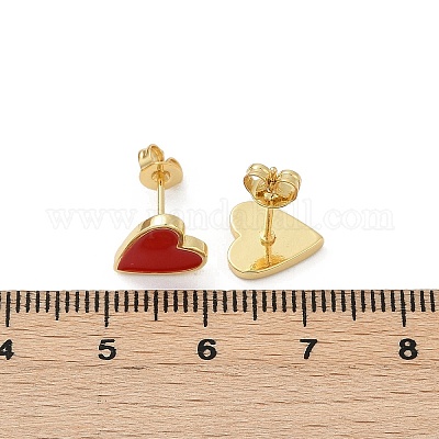 Серьги-гвоздики из латуни с эмалью для женщин EJEW-A126-05B-G-1