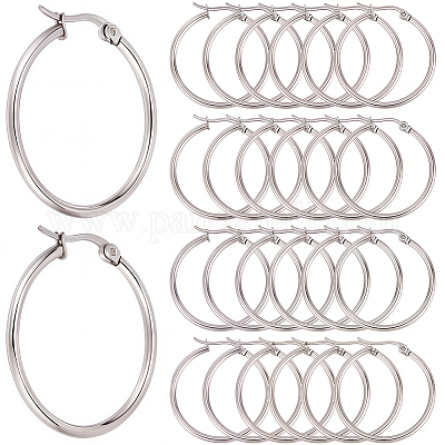 30 пара серег-колец из нержавеющей стали 304 EJEW-SP0001-02A-P-1