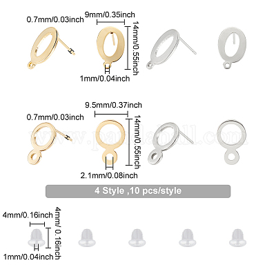 50pcs/set Stainless Steel Earrings Posts & Backs for DIY Stud