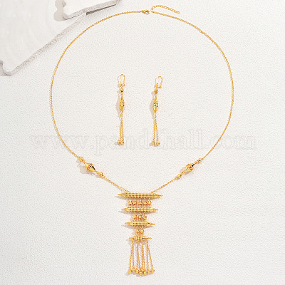 Элегантный модный комплект из латунных многослойных серег и ожерелий для женщин PS5490-1