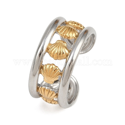 Двухцветные манжетные кольца из нержавеющей стали 304 RJEW-S635-01GP-20-1