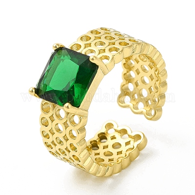 Стеклянная квадратная открытая манжета&nbsp;RJEW-H120-11G-1