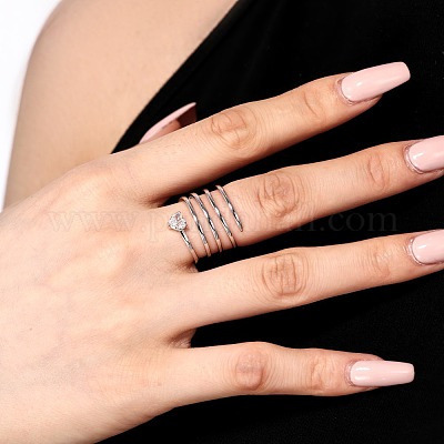 925 серебряное кольцо с микропаве из кубического циркония для женщин RJEW-A051-01P-1