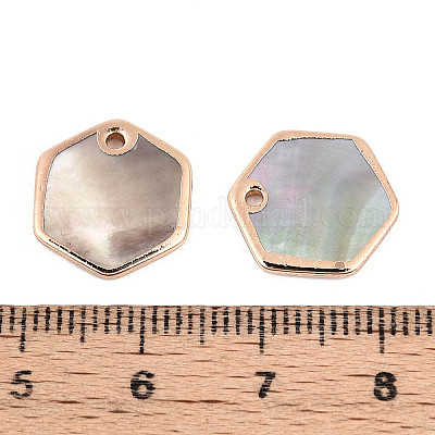 Натуральные черные губные раковины шестиугольные шармы BSHE-T014-05-1