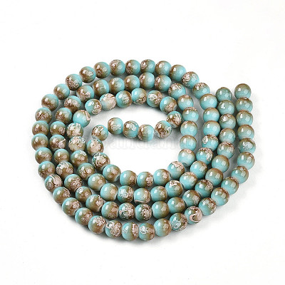 Выпечка окрашенные стеклянные бусины пряди DGLA-N008-8mm-05-1