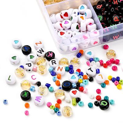 Wholesale 5 Colors Flat Round Acrylic Letter Beads 