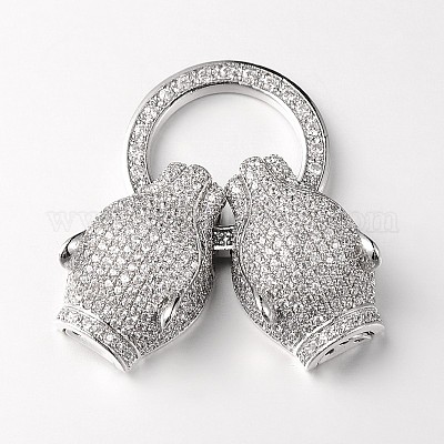 Латунные микро проложить кубического циркония раз за застежками ZIRC-M043-P-02-RS-1