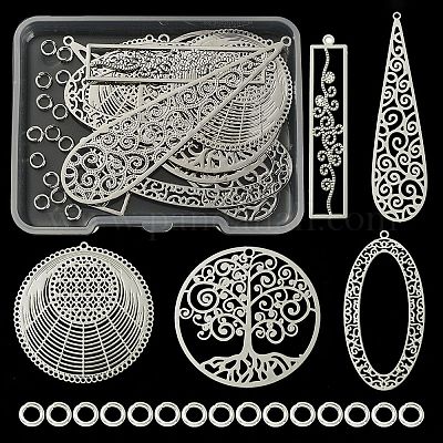 10шт 5 стильные латунные филигранные подвески KK-YW0001-49-1