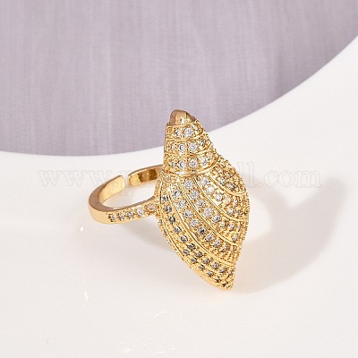 Манжеты из латуни с микро паве кубический цирконий для женщин RJEW-L132-03G-01-1