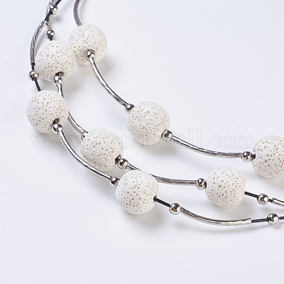 Многоуровневое колье из вощеного шнура NJEW-P185-A05-1