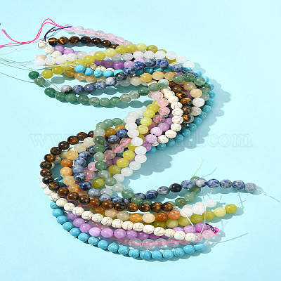 10 нитка 10 стиля натуральные и синтетические смешанные драгоценные камни круглые бусины нитки G-FS0005-90-1