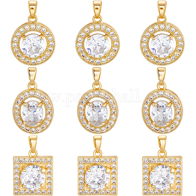 9шт 3 стиля латунные подвески с микропаве и кубическим цирконием KK-BBC0019-44-1