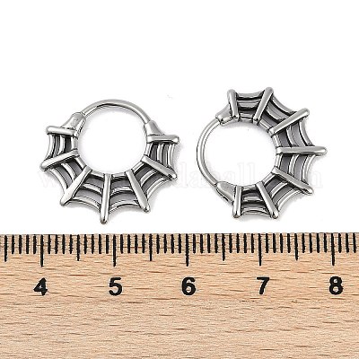 Серьги-кольца из хирургической нержавеющей стали 316 в виде паутины&nbsp;EJEW-G416-40AS-1