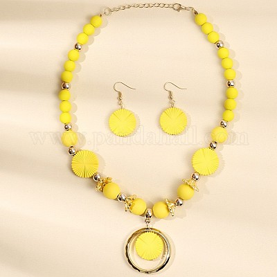 Комплекты из плоских круглых акриловых подвесок и серег-подвесок FS-WGD2FC2-01-1