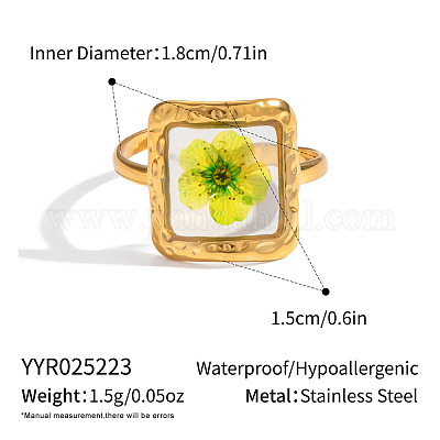Кольца в форме цветка из нержавеющей стали 304 с эмалью для женщин VV0742-2-1