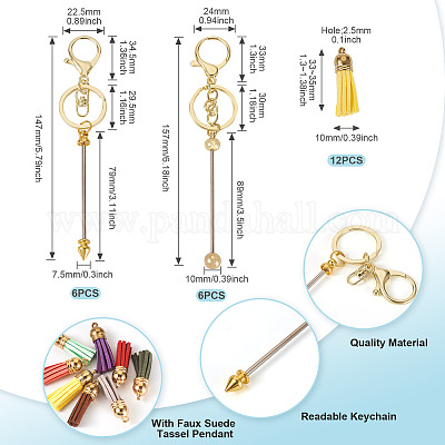 Наборы для самостоятельного изготовления брелоков из сплава и алюминиевого сплава с бусинами DIY-TA0012-43G-1