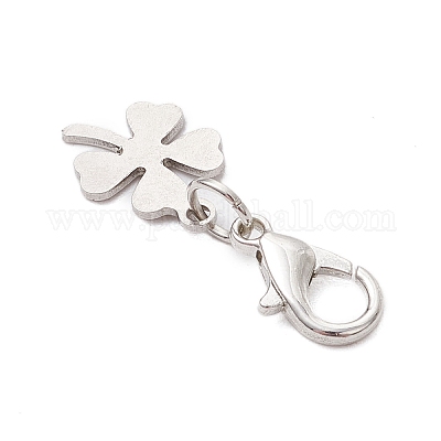 5 шт. подвесные украшения из нержавеющей стали в виде клевера 201 HJEW-JM03015-1