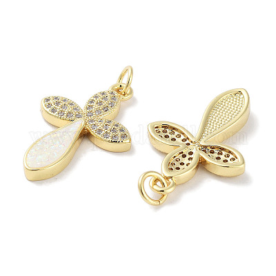 Латунные микропаве прозрачные подвески с фианитом KK-L213-029G-1