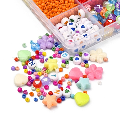 Carevas Bead Bracelet Making Kit with Mixed Color Letter Fish Star Flower  Candy Beads Acrylic Spacer Beads for Jewelry Making Handmade DIY Bracelet