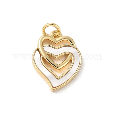 Подвески из латуни с натуральными белыми ракушками KK-S522-08C-G-1