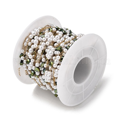 Круглые жемчужины ручной работы из нержавеющей стали 304 из АБС-пластика с цепочками в форме сердца CHS-L032-12G-1