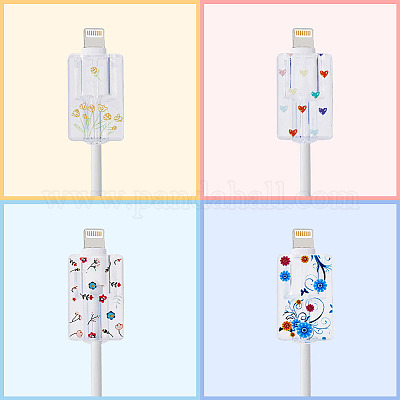 4 пара 4 стильных защитных чехлов для кабеля передачи данных из ТПУ AJEW-HY0001-31-1