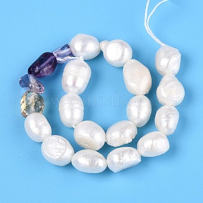 Натуральные аметриновые самородки и нити бусин из натурального культивированного пресноводного жемчуга PEAR-N023-01A-14-1