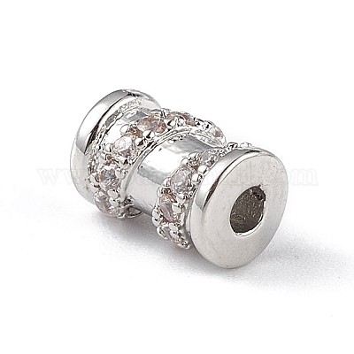 10Pcs White Clear Crystal Silver Plated Large Hole Brass Cubic