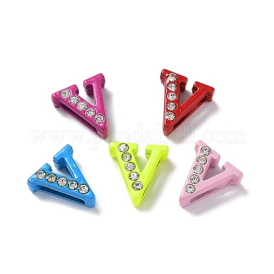 Rhinestone Slide Letter Charms, Alloy Intial Letter Beads, Spray