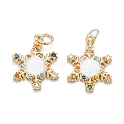 Рождественские тематические латунные подвески с микропейвом и кубическим цирконием ZIRC-L101-09G-1