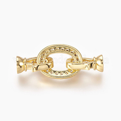 Латунные микро проложить кубического циркония раз за застежками KK-P164-18G-1