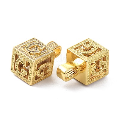 Кулоны из латуни с микропейвом и прозрачным фианитом ZIRC-O045-01G-G-1