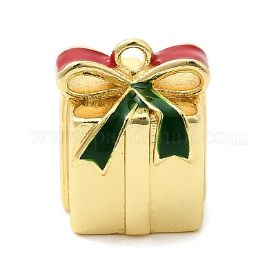 Рождественские латунные эмалевые бусины KK-L258-02G-02-1