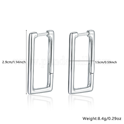 Серьги-кольца из платины 925 пробы с родиевым покрытием DU0168-2-1