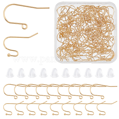 Earring Hooks Hypoallergenic Stainless Steel, 120Pcs Ear Wires Fish Hooks  Earrings for DIY Jewelry Making with Jump Rings and Clear Rubber Earring