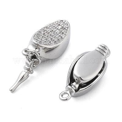 Латунные застежки из прозрачного кубического циркония с микропаве KK-Z080-01P-1