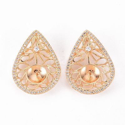 Латунные микропейв прозрачные кубические циркониевые шпильки KK-T062-99G-NF-1