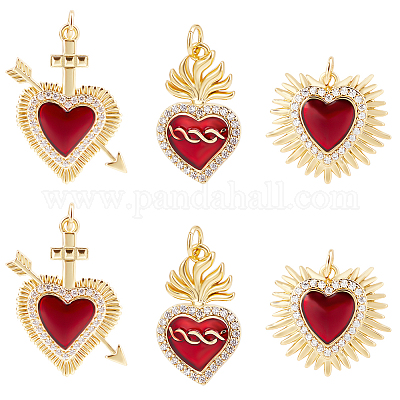 6 шт. 3 стиля латунных подвесок с микропаве из прозрачного кубического циркония класса ААА KK-BBC0015-33A-1