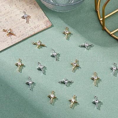 8 шт. 2 цвета латунные подвески с микропаве и кубическим цирконием KK-FH0007-90-1