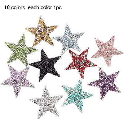 Wholesale PandaHall Elite 6 pcs 3 Sizes Star Crystal Glitter Rhinestone  Stickers Iron on Stickers Bling Star Patches for Dress Home Decoration 