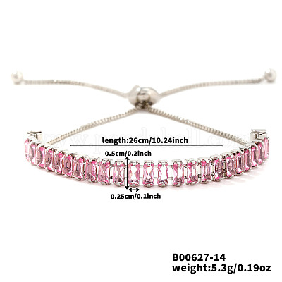 Регулируемые браслеты-слайдеры из латуни с паве из кубических цирконий YT3648-4-1