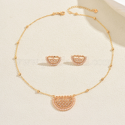 Комплекты из серег-гвоздиков и ожерелий с подвесками в богемном стиле из латуни и прозрачных кубических цирконий для женщин ZA3398-1
