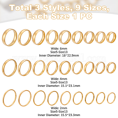 27 шт. 27 стильных кольца из нержавеющей стали для женщин RJEW-UN0003-04G-1