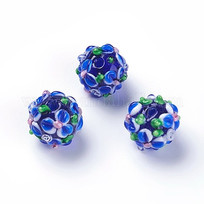 Ручной работы ухабистым Шарики Lampwork LAMP-E021-07I-1
